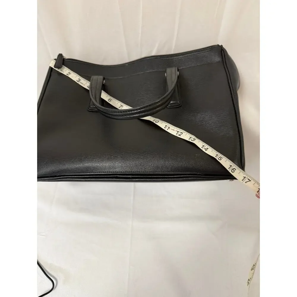 Tumi Black Leather work laptop briefcase tote monogram replaceable